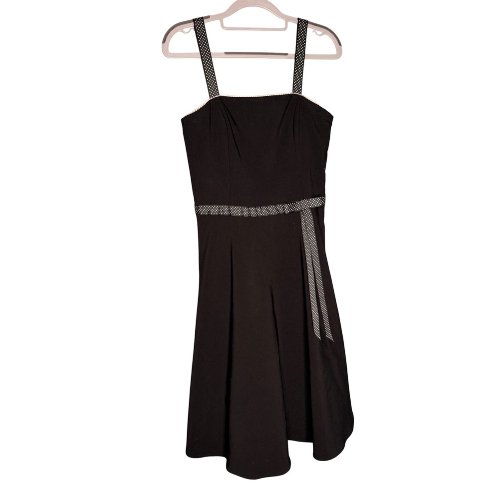Vintage y2k Rampage Clothing Co. black and white polka dot detailed belted dress